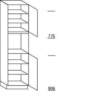 Systemat 'greeploos' Hoge kast voor oven - hoogte 221 cm