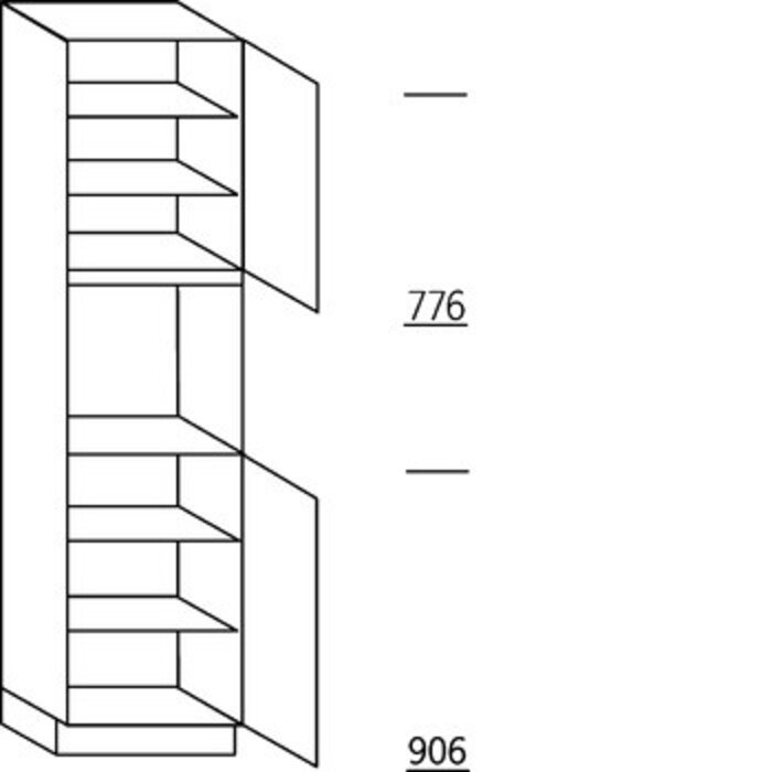 HÄCKER Systemat Hoge keukenkast 221 cm hoog, 1 deur, 1 vaste blende, 1 inbouwnis, 1 deur, 4 legplanken