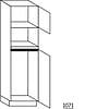 Hoge kast 208 cm hoog, 1 maatdeur, 1 inbouwnis, 1 deur met inbouwnis