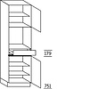 Hoge kast 208 cm hoog, 1 maatdeur, 1 inbouwnis, 1 lade, 1 deur, 3 legplanken