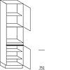 Hoge kast 208 cm hoog, 1 maatdeur, 1 inbouwnis, 1 deur, 3 legplanken