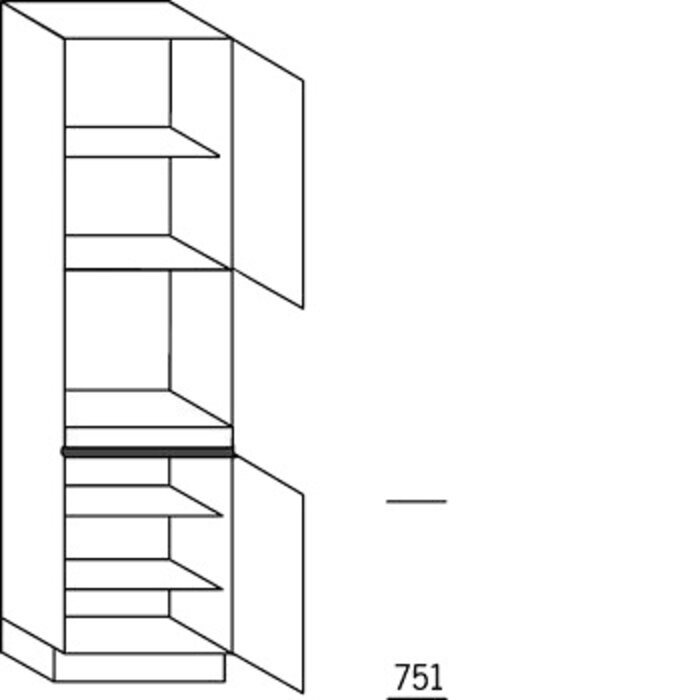 HÄCKER Systemat Hoge keukenkast 208 cm hoog, 1 maatdeur, 1 inbouwnis, 1 deur, 3 legplanken