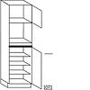 Hoge kast 208 cm hoog, 1 maatdeur, 1 inbouwnis, 1 deur, 3 legplanken