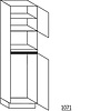 Hoge kast 221 cm hoog, 1 maatdeur, 1 inbouwnis, 1 deur met inbouwnis