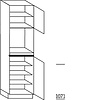 Hoge keukenkast 221 cm hoog, 1 maatdeur, 1 inbouwnis, 1 deur, 4 legplanken