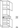 Hoge kast 221 cm hoog, 1 maatdeur, 1 inbouwnis, 1 lade, 1 deur, 3 legplanken