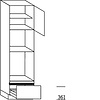 Hoge keukenkast 221 cm hoog, 1 maatdeur, 2 inbouwnissen, 1 korf