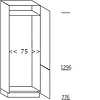 Hoge keukenkast 75 cm breed, 208 cm hoog, 2 deuren met nis 188,5 - 194 cm hoog