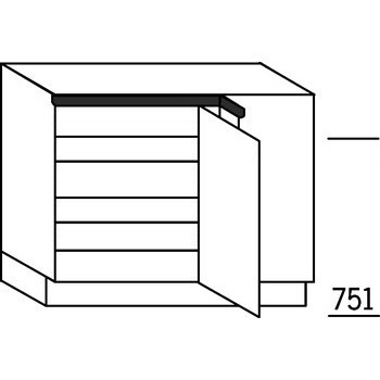 Systemat 'greeploos' Hoekonderkast met legplanken