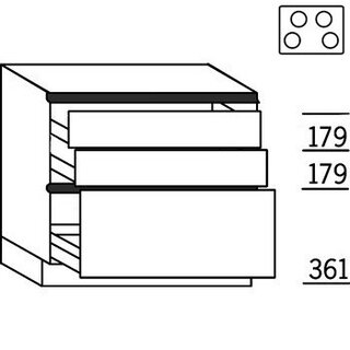 Systemat 'greeploos' Onderkast voor kookplaat - hoogte 78 cm
