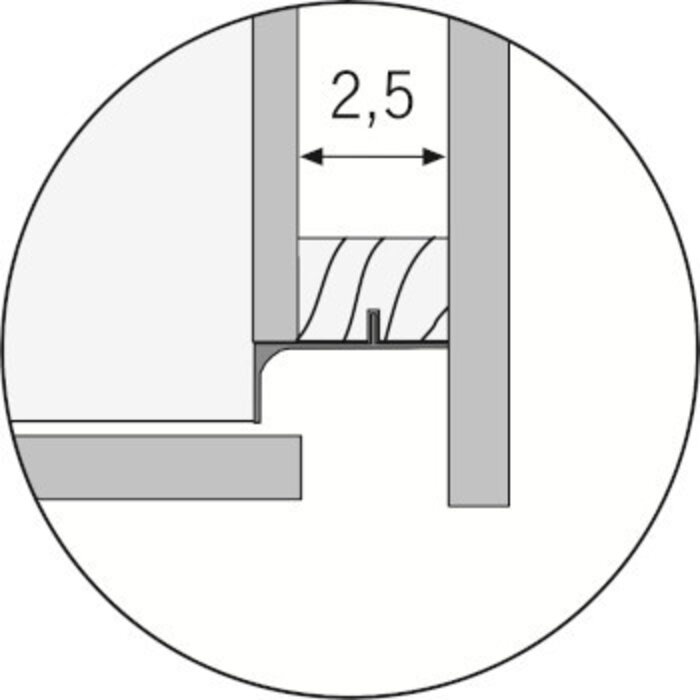 Greeploos Verticale greep (L-model) voor tussen een hoge kast en paneel