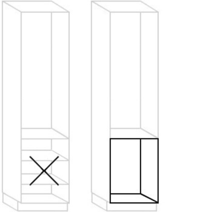 HÄCKER Systemat Meerprijs: serviesruimte wijzigen naar inbouwnis voor koeler of vriezer
