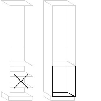 HÄCKER Systemat Meerprijs: serviesruimte wijzigen naar inbouwnis voor koeler of vriezer
