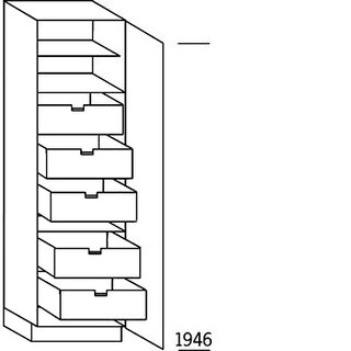 Systemat 'met greep' Hoge kast voorraad - hoogte 195 cm