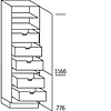 Hoge kast 195 cm hoog, 2 deuren, 5 binnenkorven met afstandhouders