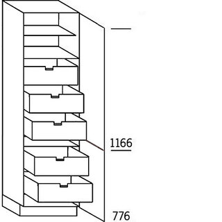 Greep op front Hoge kast voorraad - hoogte 195 cm