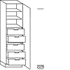 Hoge keukenkast 208 cm hoog, 1 deur, 5 binnenkorven met afstandhouders
