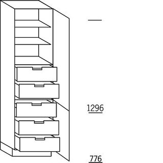 Met greep Hoge kast voorraad - hoogte 208 cm