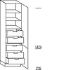 Hoge kast 221 cm hoog, 5 binnenkorven met afstandhouders