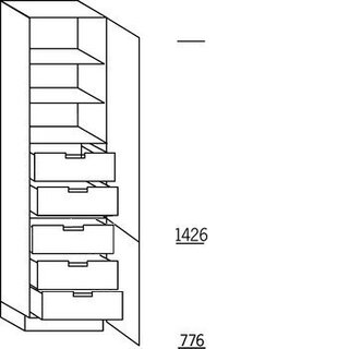 Greep op front Hoge kast voorraad - hoogte 221 cm