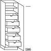 Hoge keukenkast 195 cm hoog, 1 deur, 5 binnenkorven