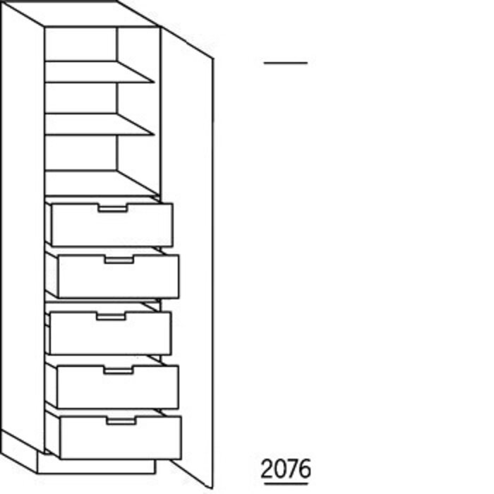 HÄCKER Systemat Hoge keukenkast 208 cm hoog, 1 deur, 5 binnenkorven