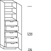 Hoge kast 208 cm hoog, 2 deuren, 5 binnenkorven