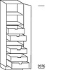 Staande kast 208 cm hoog, 1 deur, 2 binnenladen, 3 binnenkorven (165° scharnieren!)