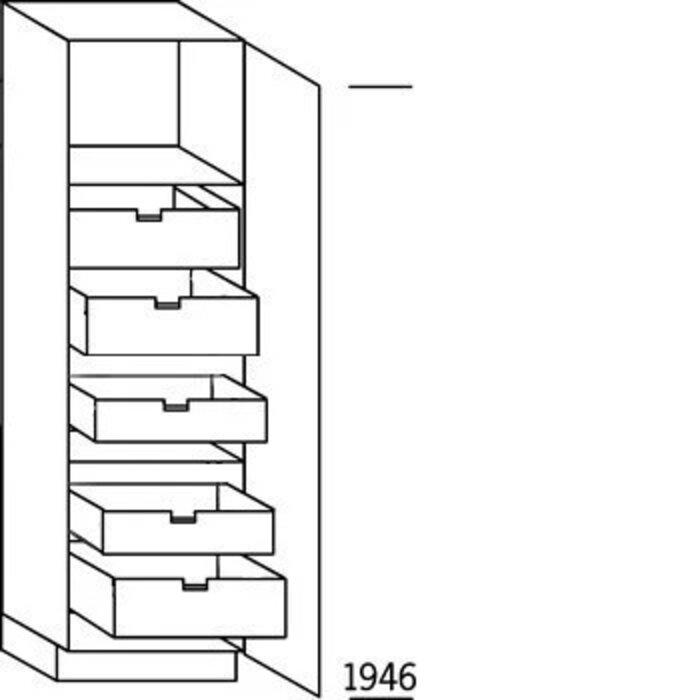 HÄCKER Systemat Hoge keukenkast 195 cm hoog, 1 deur, 2 binnenladen, 3 binnenkorven (165° scharnieren!).