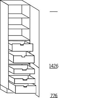 Greeploos verticaal Hoge kast voorraad - hoogte 221 cm