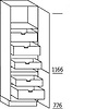 Staande kast 195 cm hoog, 2 deuren, 2 binnenladen, 3 binnenkorven (165° scharnieren!)