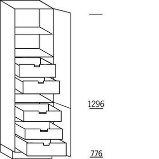 Systemat 'met greep' Hoge kast voorraad - 208 cm