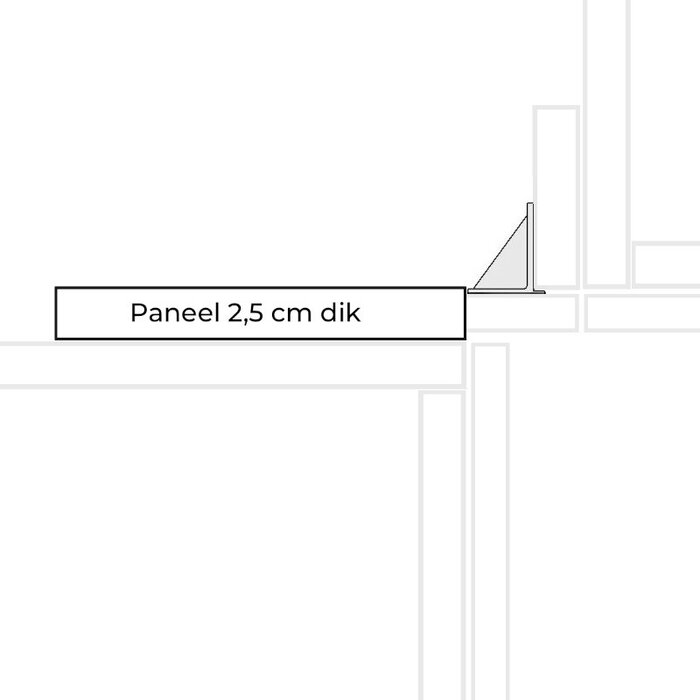Systemat 'greeploos' Paneel 2,5 cm dik - voor hoekoplossing bij greeploze onderkasten