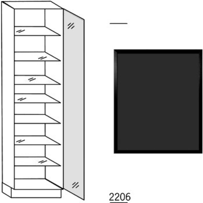 HÄCKER Systemat Hoge keukenkast 221 cm hoog, met glasdeur