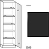Hoge keukenkast 195 cm hoog, met glasdeur