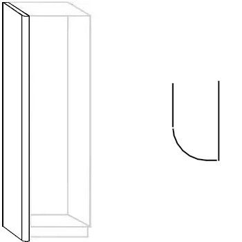 HÄCKER Systemat Afwerkpaneel afgerond 5 cm dik tot vloer mat gelakt (LM)