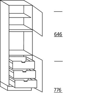 Systemat 'met greep' Hoge kast voor oven - hoogte 195 cm