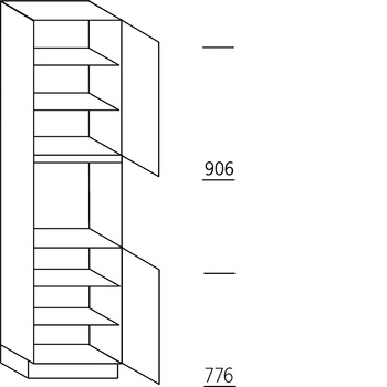 HÄCKER Systemat Hoge keukenkast 221 cm hoog, 1 deur, 1 inbouwnis, 1 deur, 4 legplanken
