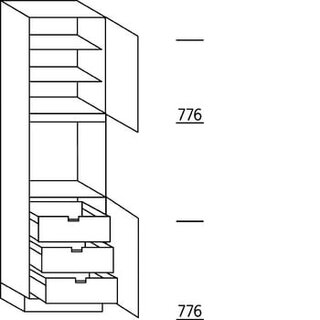 Systemat 'greeploos' Hoge kast voor oven - hoogte 208 cm