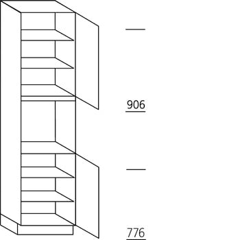 HÄCKER Systemat Hoge keukenkast 221 cm hoog, 1 deur, 1 inbouwnis, 1 deur, 4 legplanken