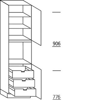 Systemat 'greeploos' Hoge kast voor oven - 221 cm