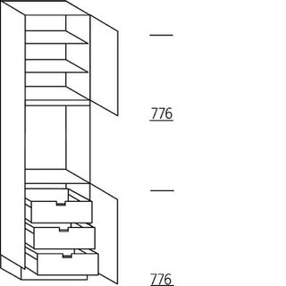 Systemat 'greeploos' Hoge kast voor oven - 221 cm