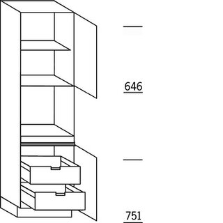 Systemat 'greeploos' Hoge kast voor oven - hoogte 208 cm