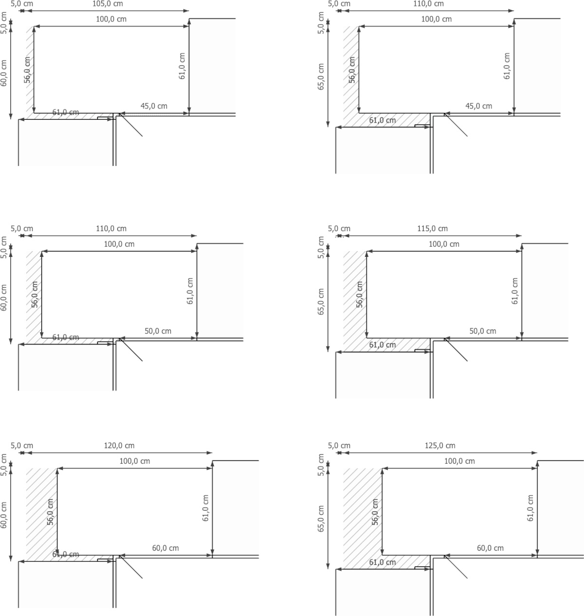 Hoekonderkast voor in de keuken maatvoering