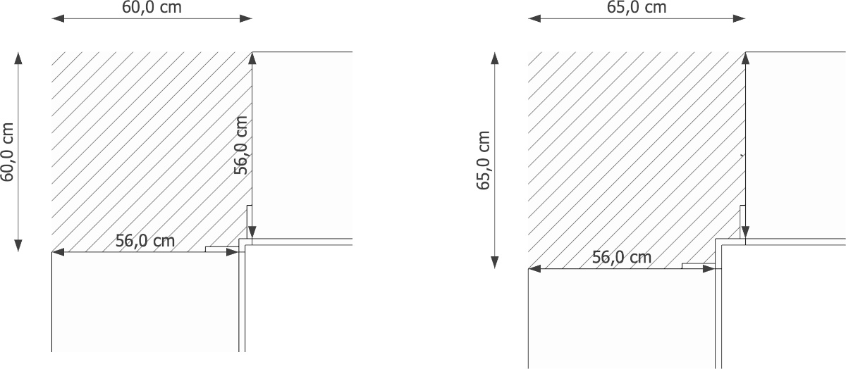 Hoekonderkast voor in de keuken met lemans