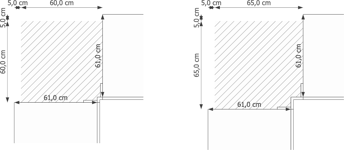 Hoekonderkast voor in de keuken maatvoering