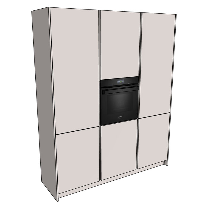 HÄCKER Systemat Complete greeploze keukenkastenset met verticale greeplijsten 188,2 cm – 3-delige hoge keukenkasten met veel opbergruimte en ruimte voor inbouwapparatuur