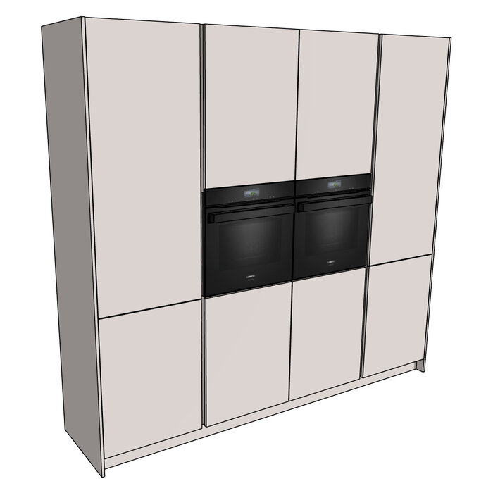 Systemat 'greeploos' Greeploze keukenkastenset 248,2 cm - hoge kasten verticale greeplijst