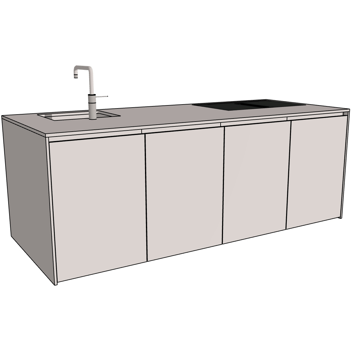 HÄCKER Systemat Greeploze keukenkastenset - kookeiland 243,2 cm