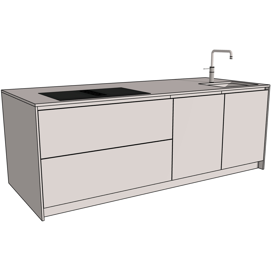 HÄCKER Systemat Greeploze keukenkastenset - kookeiland met zitgedeelte 243,2 cm